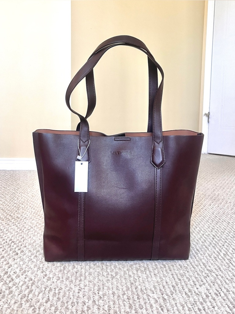 Louenhide Denver Tote Chocolate Brown Vegan Leather NWT Gold Hardware Work Bag